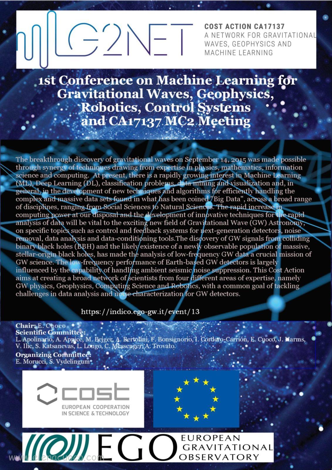 1st Conference on Machine Learning for Gravitational Waves, Geophysics, Robotics, Control System  for CA17137